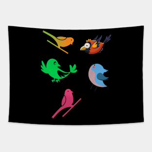 Cute Sparrow Family Tapestry