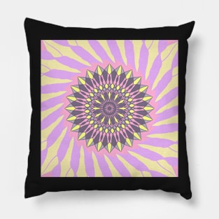 Mandala in grey, yellow and pink Pillow