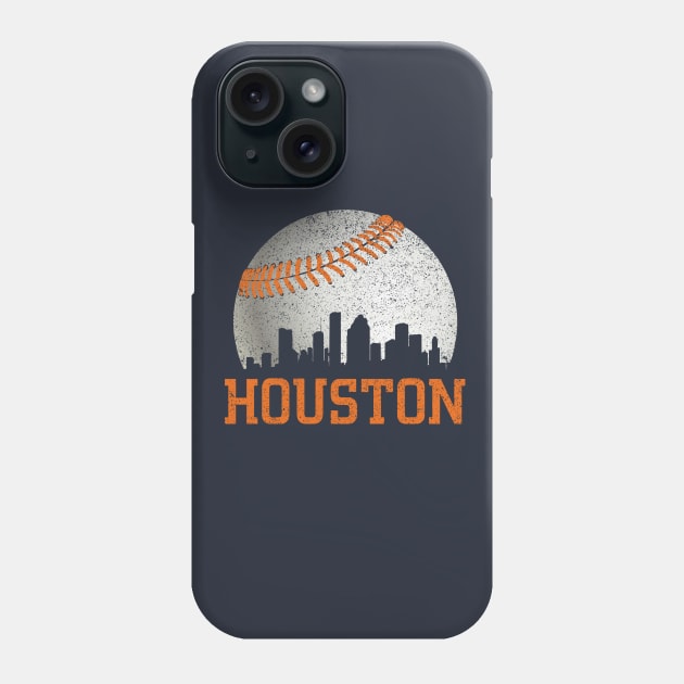 Vintage Houston Texas Skyline Baseball Phone Case by Hong Lien 