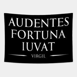 "audentes fortuna iuvat" Fortune favours the bold - VIRGIL in Latin Typography Motivational inspirational quote series 1 WHITE Tapestry