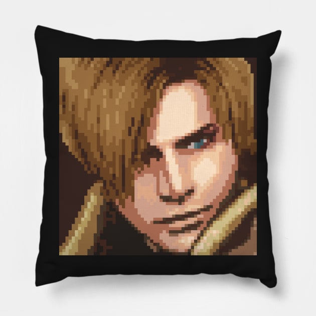 Leon Kennedy Pixel Art Pillow by AlleenasPixels