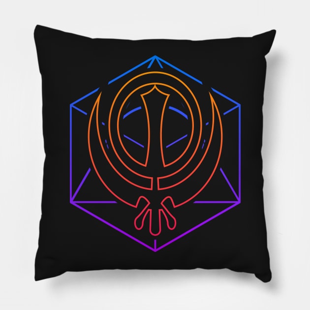 Retro 80s Sikh Khanda Pillow by MeatMan