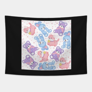 Pastel Stuffies on White Tapestry