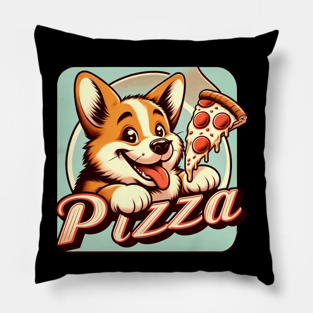 Funny Pizza Cute Corgi Dog Lover Pillow by dukito