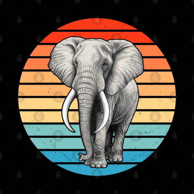 African Elephant Vintage Sunset by NicGrayTees