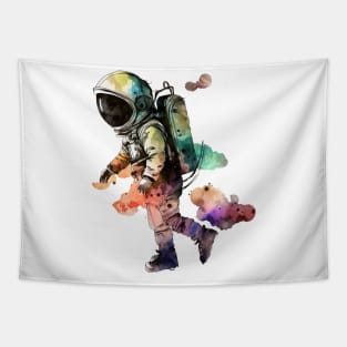 Astronaut Watercolor Tapestry