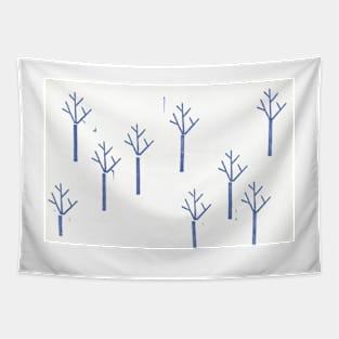 Blue Winter Trees Tapestry