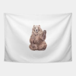 Brown Bear Saying HI Tapestry