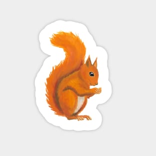 Red Squirell Watercolor Gouache Pattern Magnet