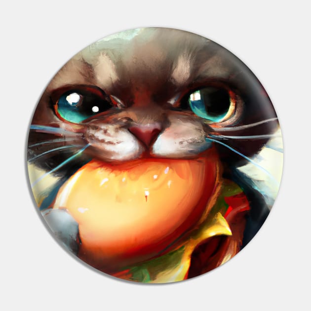 Cat eating Burger Pin by maxcode