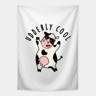 Udderly Cool Cute Cow Pun Tapestry