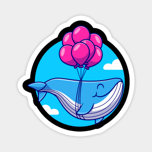 Cute Whale Floating With Balloon Magnet