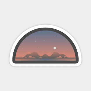 Sunset mountain and sea Magnet