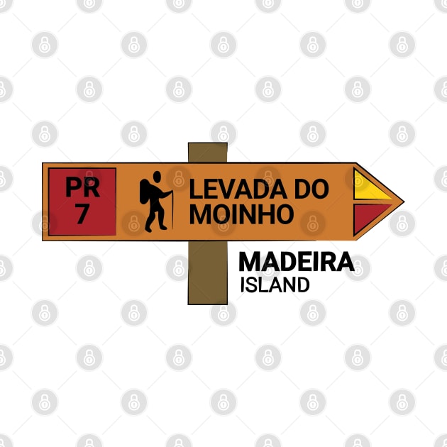 Madeira Island PR7 LEVADA DO MOINHO wooden sign by Donaby