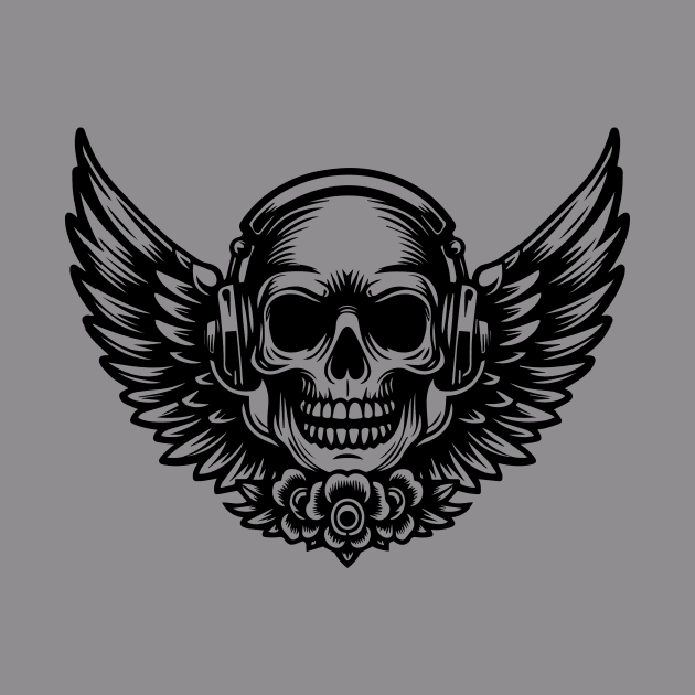 rock skull wings by lkn