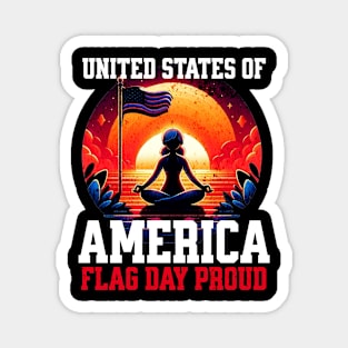 American Flag Day Yoga Sunrise Meditation and Patriotism Magnet