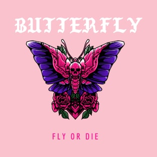 Butterfly and Flowers - Fly or Die T-Shirt