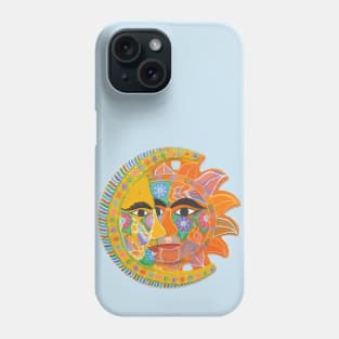 Colorful mexican flowers sun and moon eclipse handmade maximalist pottery Phone Case