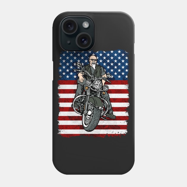 USA Biker American Flag Motorcycle Phone Case by RadStar