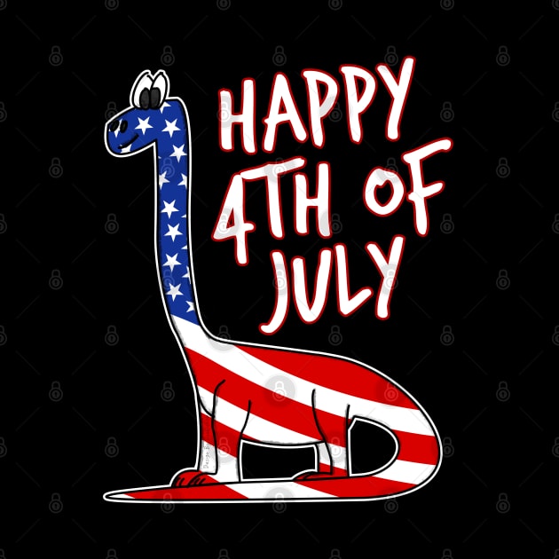 Happy 4th July Dinosaur American Flag Diplodocus Funny by doodlerob