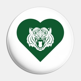 Tiger Mascot Cares Green Pin