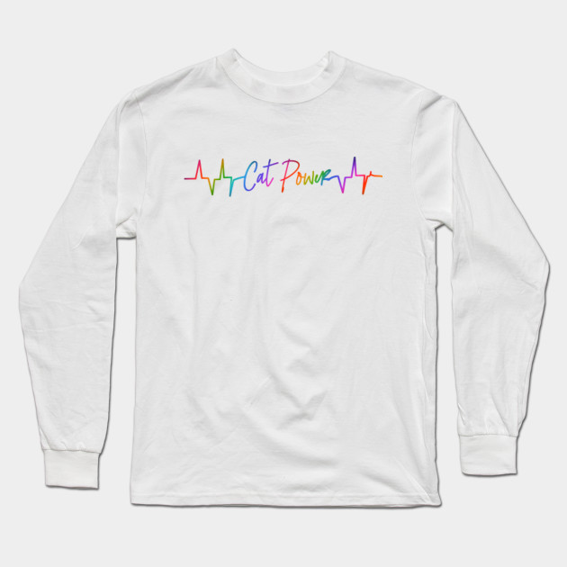 Cat Power Heartbeat Rainbow Design Cat Power Long Sleeve T