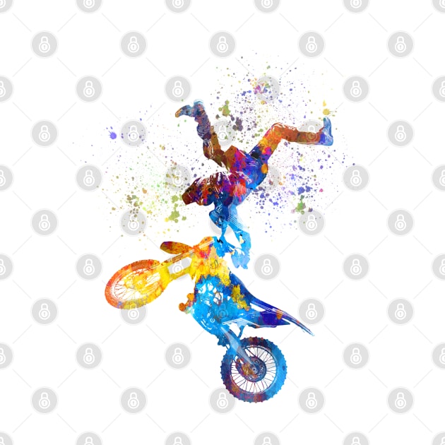 Motocross rider in watercolor by PaulrommerArt