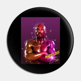 Marvelous Marvin Hagler Boxing Legend Signature Vintage Retro 80s 90s Bootleg Rap Style Pin