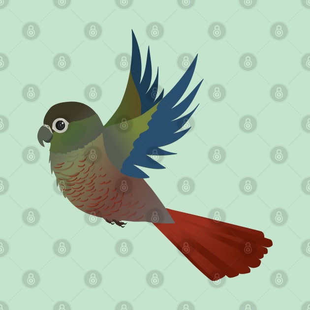 Flying Green-cheeked conure by Bwiselizzy
