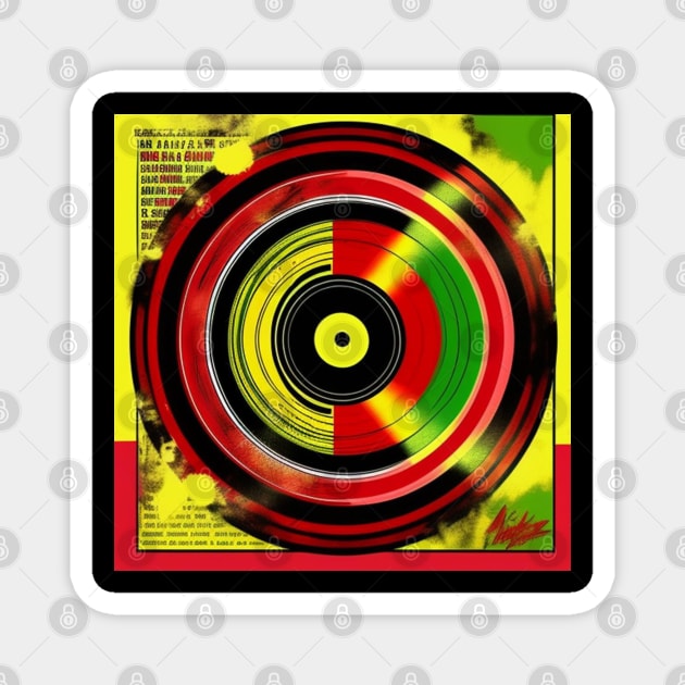 Reggae Music Pop Art Vinyl Record Album Cover Magnet by musicgeniusart