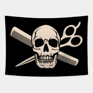 Skull, Scissors & Comb - Barber Graphic Tapestry