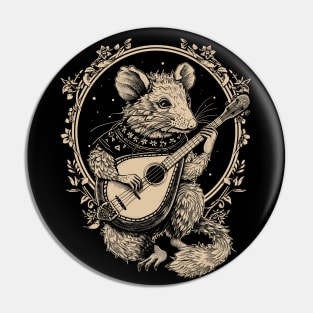 Humor Opossum Opossum playing the banjo Guitar Possum Rocker Pin