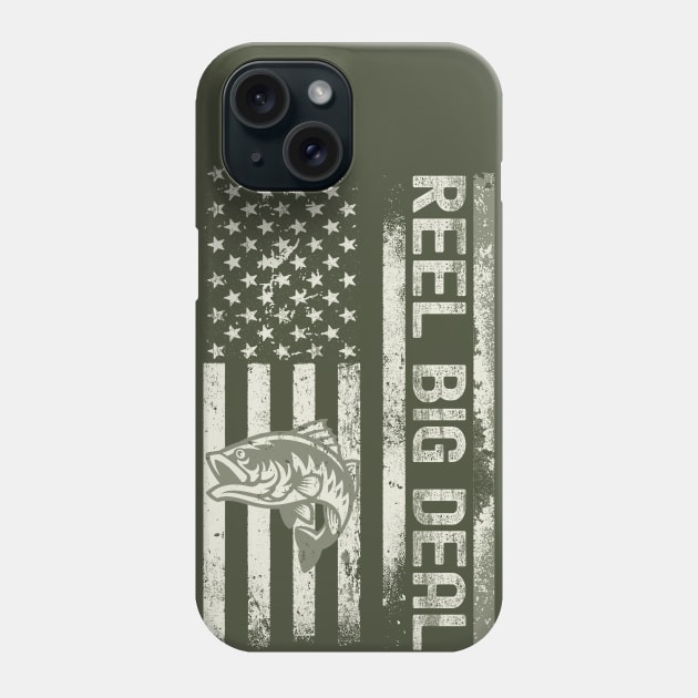 Reel Big Deal - Distressed Camo American Flag Bass Fisherman Phone Case by Etopix