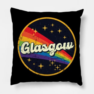 Glasgow // Rainbow In Space Vintage Grunge-Style Pillow