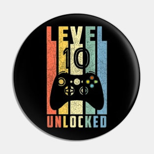 Level 10 Unlocked  10th Video Gamer Birthday Pin