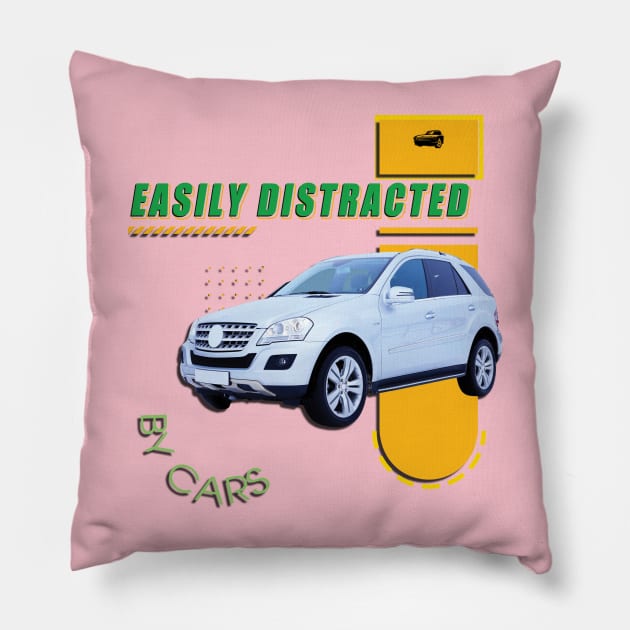 Easily distracted by cars Pillow by TeeText