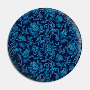 Blue Paisley Dark Background Pin