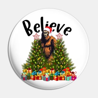 Believe in Big foot Christmas Funny Weird Pin