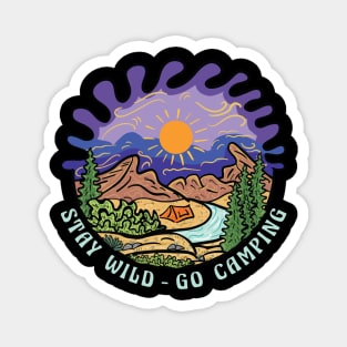 Vintage Retro Style Outdoor at Mountain Go Camping Stay Wild Magnet