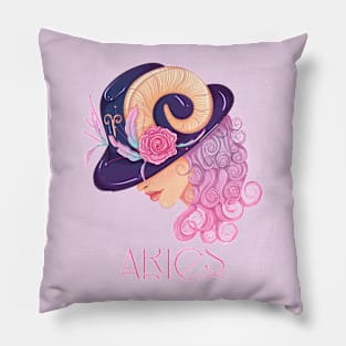 Aries Zodiac Sign Beautiful Girl Pillow