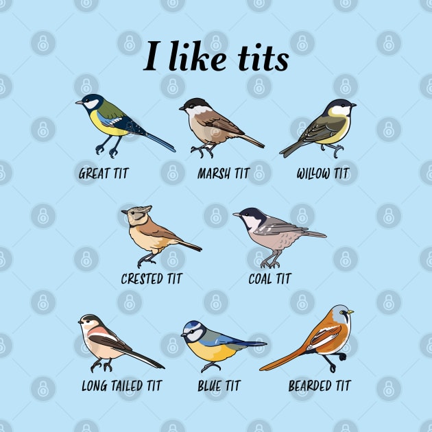 Funny Tit Bird watching Gift for Birder by qwertydesigns