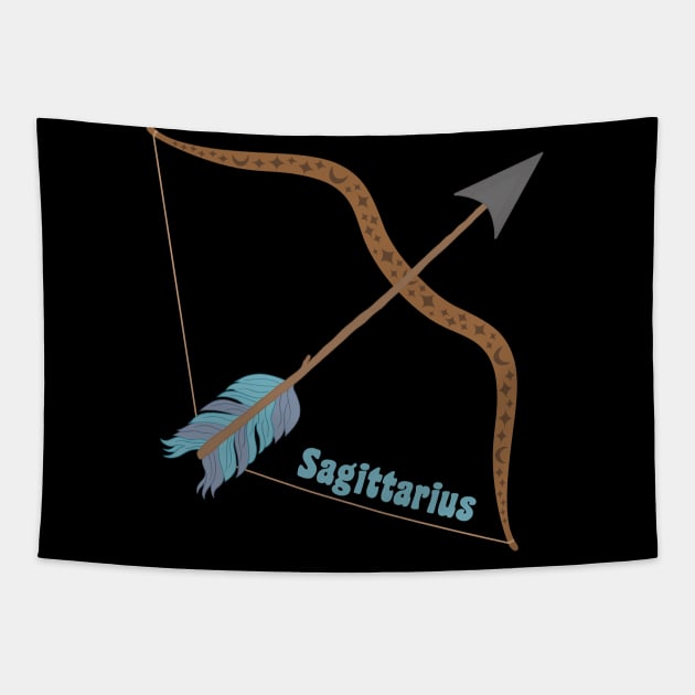 Sagittarius Bow and Arrow Zodiac Star Sign Tapestry by MadelaneWolf 