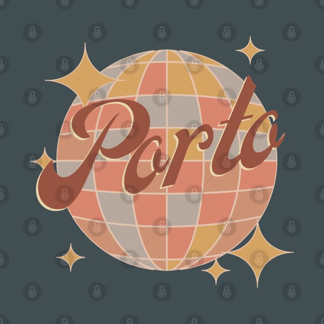 Porto City Portugal Retro Vintage Disco ball by Bailamor