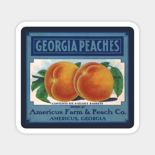 Vintage Georgia Peaches Fruit Crate Label Magnet by MasterpieceCafe