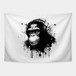 Ink Splattered Chimpanzee Tapestry