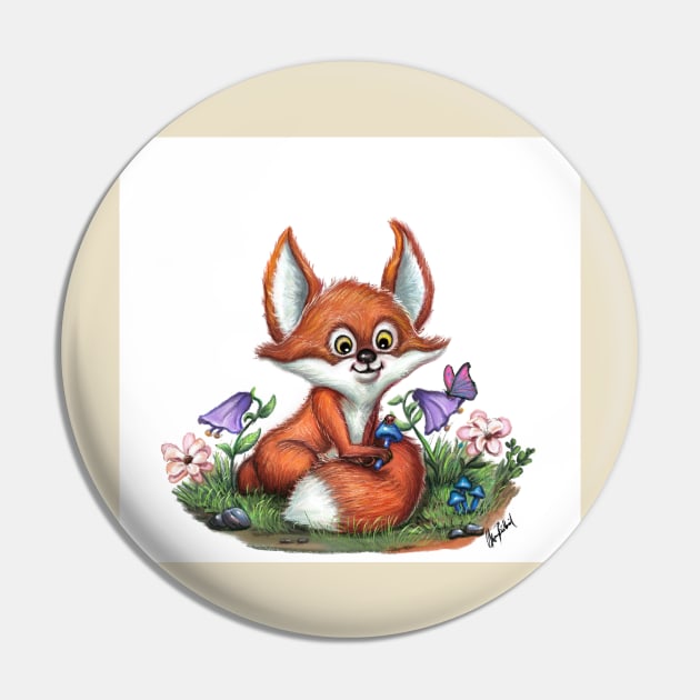 Little red fox Pin by Artofokan