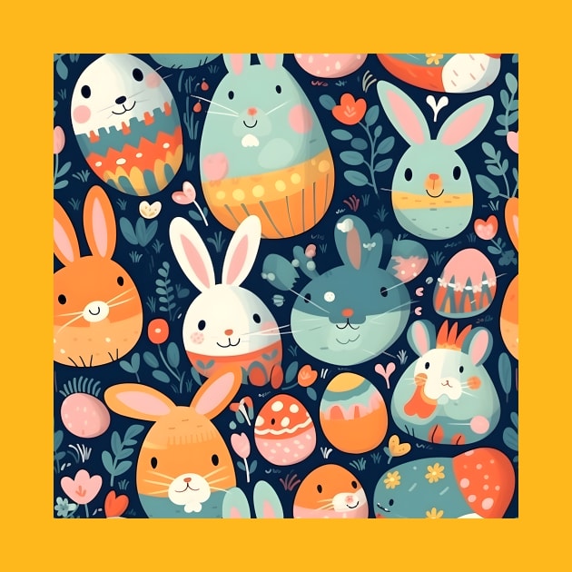 Hop into Easter with a Cool and Colorful Bunny and Egg Pattern by MLArtifex
