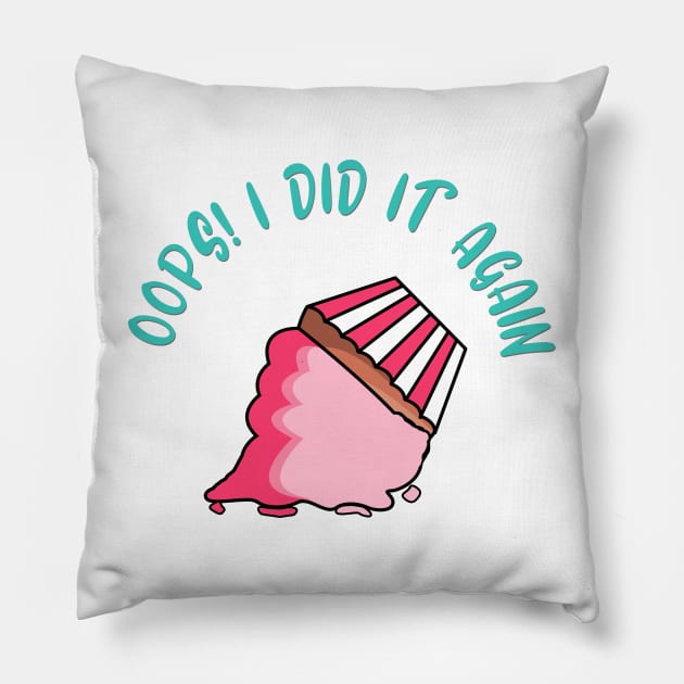 Oops Pink Cupcake Dropped Dessert Pillow by 4U2NV-LDN