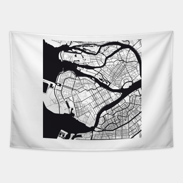 Leningrad Map City Map Poster Black and White, USA Gift Printable, Modern Map Decor for Office Home Living Room, Map Art, Map Gifts Tapestry by 44spaces