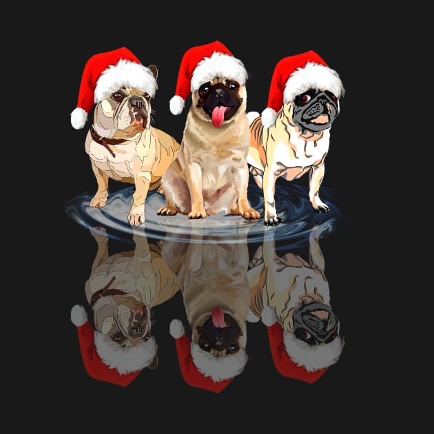 Shadow Pugs Dog Christmas Sweatershirt Cute Pugs Santar Hat Gift T-Shirt by kimmygoderteart